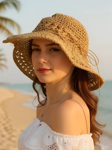 Royalfashion Chapeau de paille pour femme Dentelle Breeze