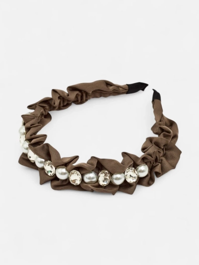 Royalfashion Bandeau pour cheveux avec fronces et perles