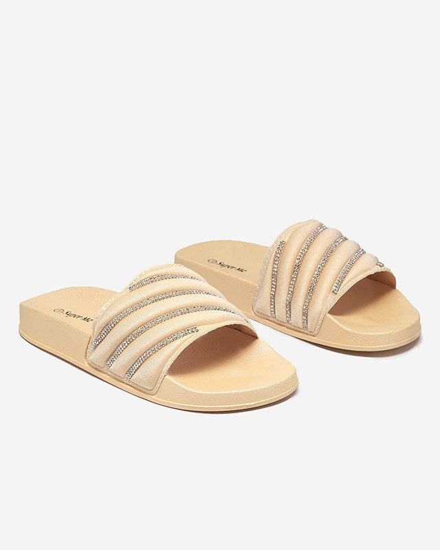 OUTLET Babouches dorées pour femmes avec zircons cubiques Mytaris - Footwear