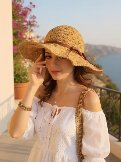 Chapeau de paille pour femme Royalfashion Bow Belle