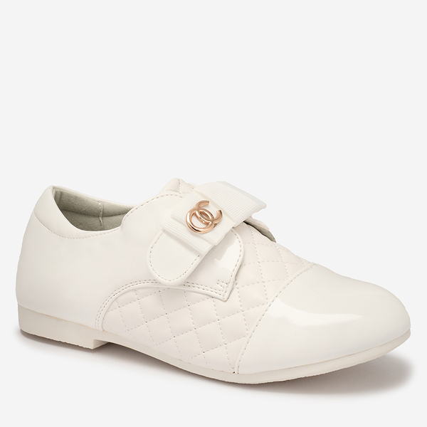Demi chaussures en cuir écologique matelassé pour filles en blanc Werme- Footwear