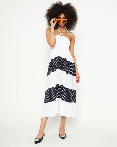 Jupe longue blanche à pois GRANDE TAILLE - Vêtements