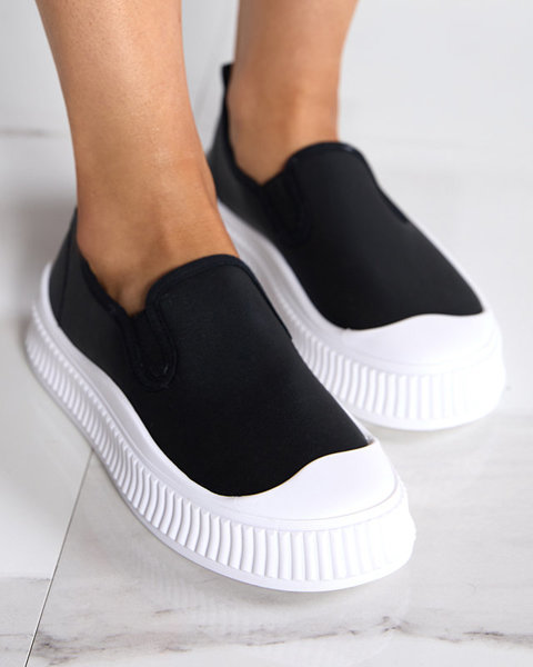 OUTLET Chaussures à enfiler noires pour femmes sur semelle épaisse Tacobi- Footwear