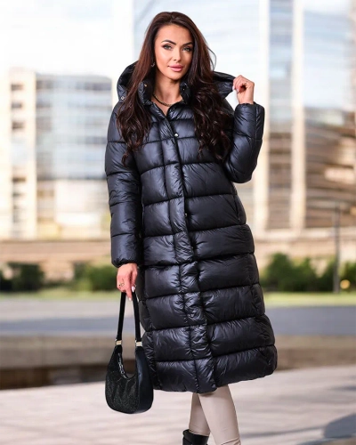 Royalfashion Veste d'hiver noire pour femme