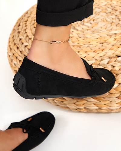 OUTLET Mocassins femme en éco-daim noir Tuleopa - Souliers