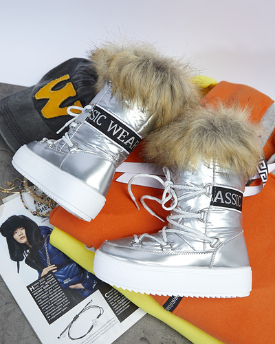Silver chaussures enfants a'la bottes de neige avec fourrure Asika - Chaussures