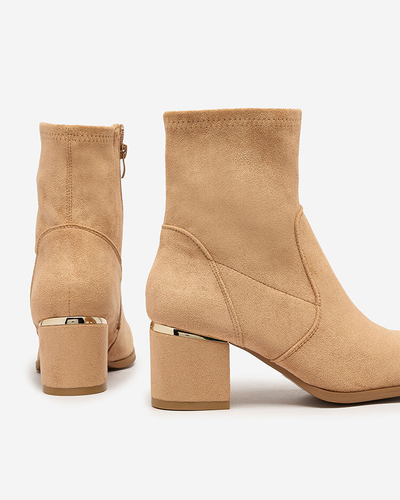 Royalfashion Bottes basses à talon aiguille pour femmes marron clair Rejerra