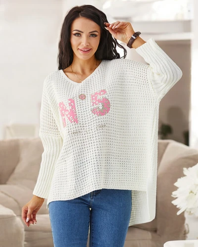 Pull en acrylique pour femmes de Royalfashion avec inscriptions