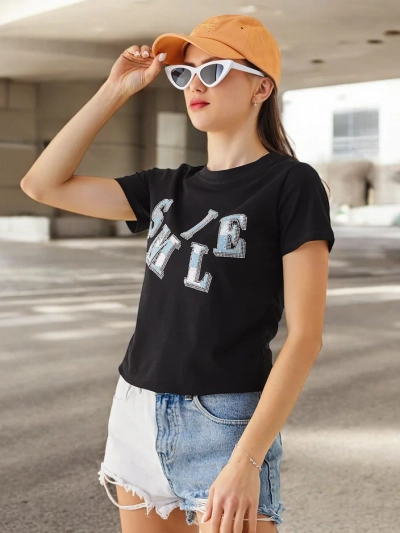 Blouse en coton Royalfashion pour femmes avec l'inscription