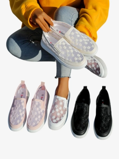 Mocassins en mesh pour femmes Royalfashion avec fleurs Emzos