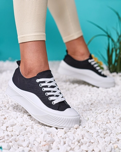 Royalfashion Baskets de sport noires à plateforme Luceri