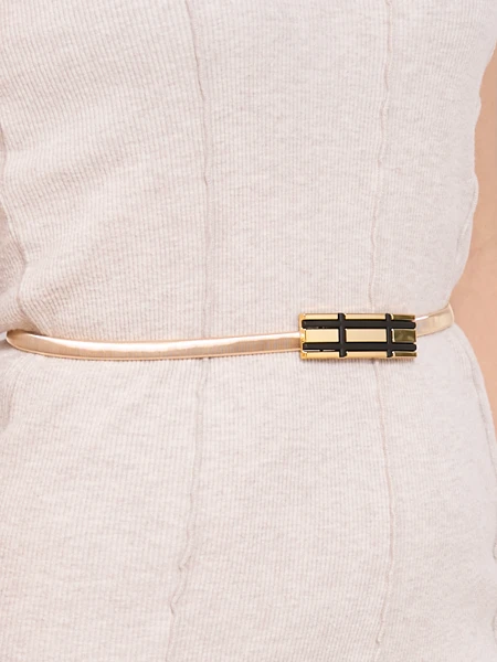Ceinture Aurelia - Ceinture dorée en métal pour femme avec boucle géométrique Latina