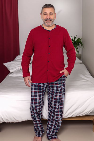 Pyjamas à carreaux en coton pour hommes Royalfashion GRANDE TAILLE