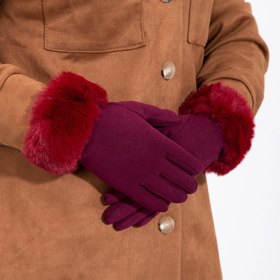 Gants femme bordeaux avec une finition douce - Accessoires