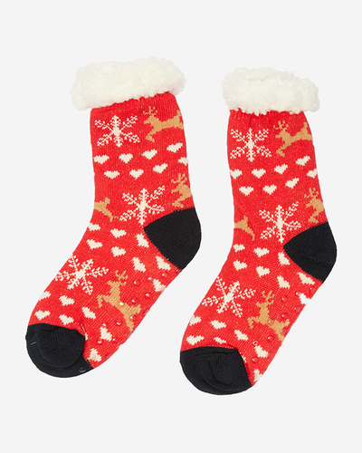 Chaussettes pour femmes rouges avec motif de Noël - Sous-vêtements