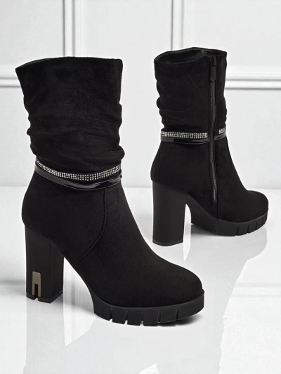 Bottines femme à talons épais en éco-daim BrambleDusk
