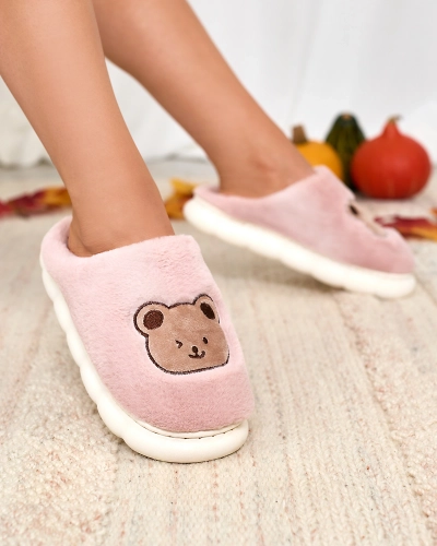 Royalfashion Pantoufles violettes en fourrure pour femme avec ours en peluche Hettres