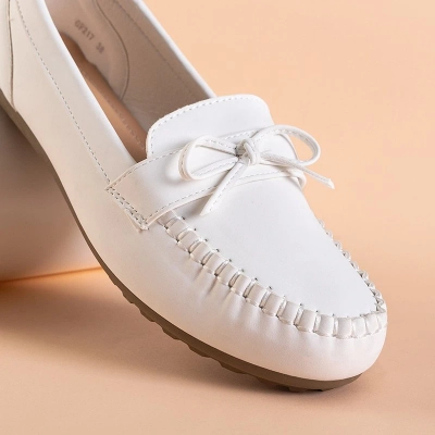 OUTLET Mocassins femme blancs à nœud Letisa - Chaussures