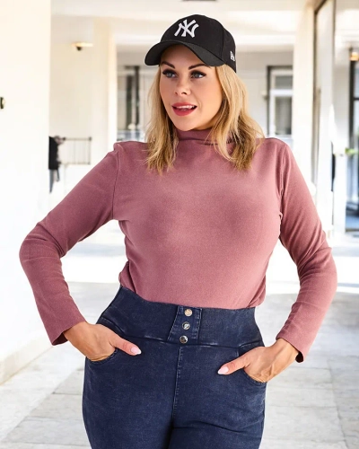 Pull à col roulé pour femme de couleur rose foncé - Vêtements