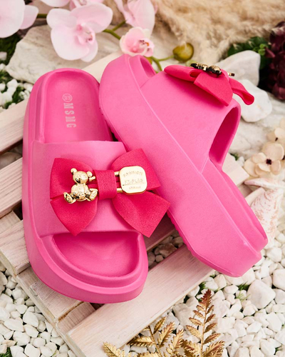 Royalfashion Tongs en caoutchouc pour femme avec nœud décoratif Apis