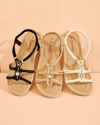 Royalfashion Sandales à zircon pour femme Solin
