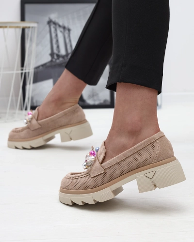 Mocassins ajourés marron clair pour femme Peloga- Footwear