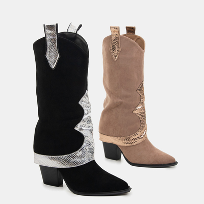 Bottines noires avec revers décoratif Acilip- Footwear