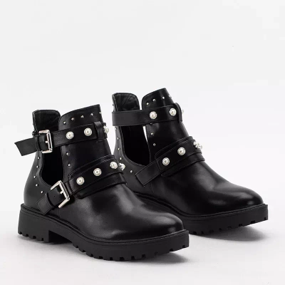 OUTLET Boots femme noires avec perles Levitaro - Footwear
