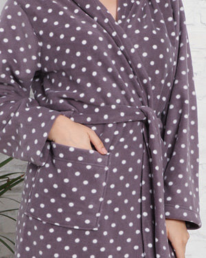 Peignoir femme violet doux à pois - Vêtement