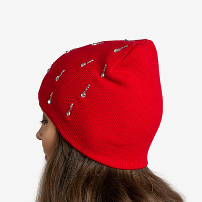 Casquette rouge pour femme avec zircone cubique - Accessoires