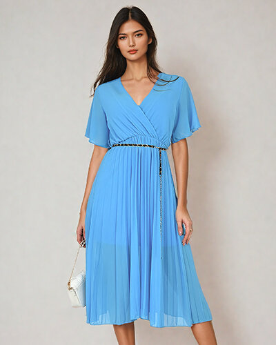 Royalfashion Robe midi plissée pour femme