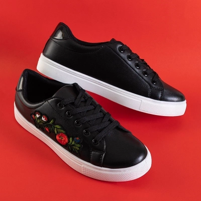 OUTLET Chaussures de sport pour femmes noires avec broderie Monja - Footwear