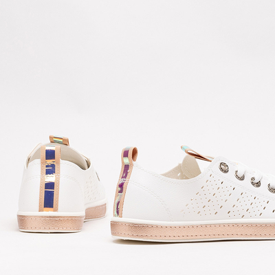 Baskets Kowen blanches avec insert en or rose - Footwear