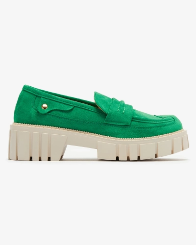 Eco suede green moccasins for women Siherta- Footwear
