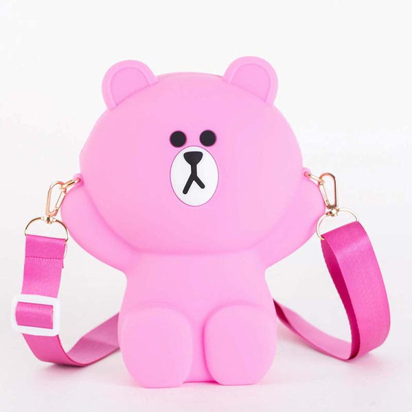 Sac à main ours en peluche violet et rose - Accessoires