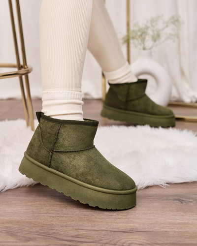 Royalfashion Bottes de neige à plateforme pour femmes vertes Ersinella