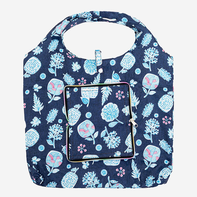 Cabas portefeuille fleuri bleu marine - Accessoires