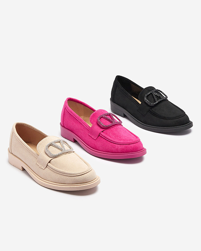 Mocassins noirs pour femmes avec ornement Fogras- Footwear