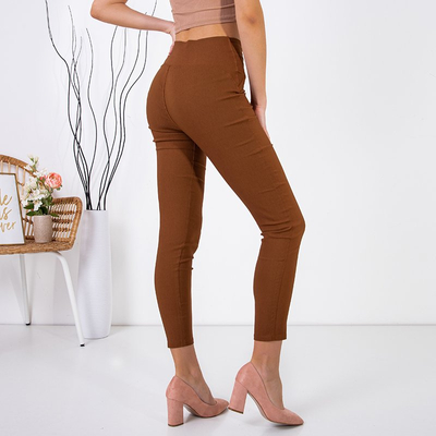 Legging femme marron avec boutons - Vêtements