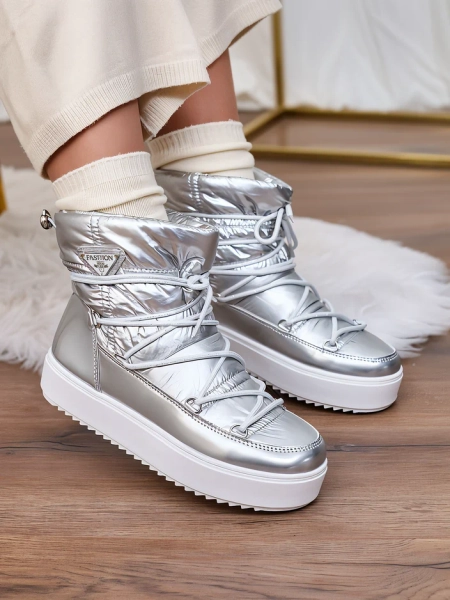 Royalfashion Bottes à enfiler Vevnose argent pour femme Bottes de neige a'la