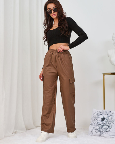 Royalfashion Pantalon de combat pour femme en cuir écologique