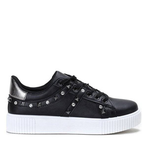 OUTLET Baskets noires avec clous et zircone cubique Caterine - Chaussures