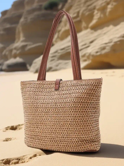 Royalfashion Grand sac à main en paille pour femmes