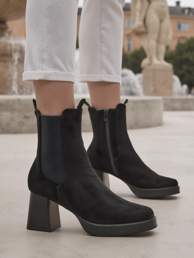 Royalfashion Bottines pour femmes à talon bloc Miezo