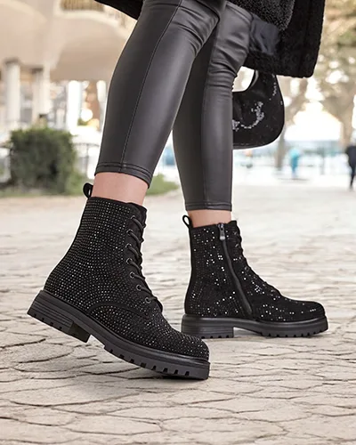 Bottes à lacets pour femmes Royalfashion avec des strass Russos