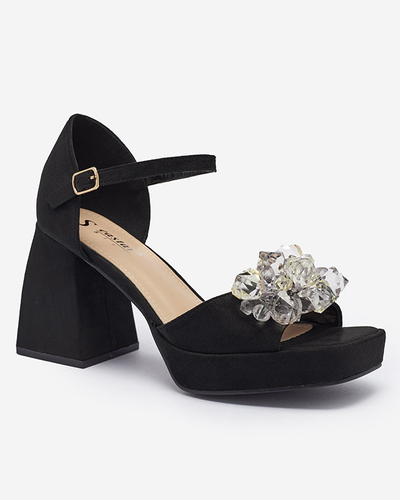 OUTLET Sandales à talons hauts pour femmes, noires, avec cristaux Celidi - Footwear