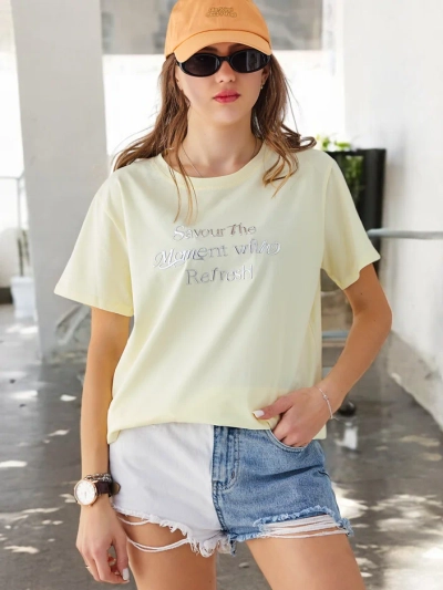 Royalfashion T-shirt en coton pour femmes Savourez le moment avec Refresh