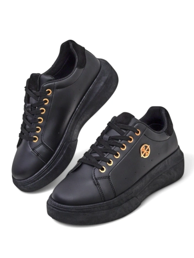 Sneakers pour femmes Erato Nero sur plateforme en cuir écologique 5cm