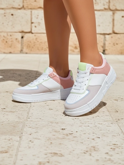 Sneakers pour femmes Hypatia Pastello gris clair cuir écologique printemps 4cm