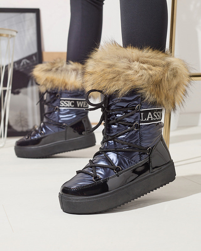 Bottes de neige pour femmes avec fourrure, bleu marine Lilitsa